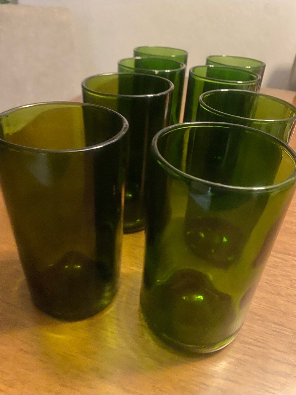 Set of Green Recycled Glass Tumblers - 8pc